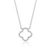 Chisholm Hunter 9ct White Gold Round Brilliant Cut 0.13ct Diamond Clover Necklet -Chisholm Hunter 0005