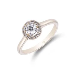 Chisholm Hunter 18ct Yellow Gold Brilliant Cut 0.33ct Diamond Halo Ring