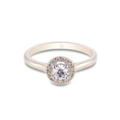 Chisholm Hunter 18ct Yellow Gold Brilliant Cut 0.33ct Diamond Halo Ring -Chisholm Hunter 1 001 01 0269b