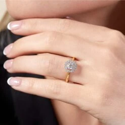 Chisholm Hunter 18ct Yellow Gold Brilliant Cut 0.90ct Diamond Halo Ring -Chisholm Hunter 1 001 01 0280 om 1