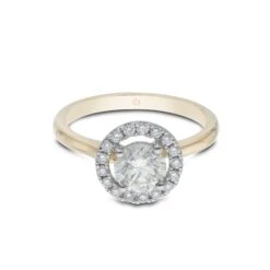 Chisholm Hunter 18ct Yellow Gold Brilliant Cut 0.90ct Diamond Halo Ring -Chisholm Hunter 1 001 01 0280b