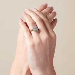 Chisholm Hunter 18ct Yellow Gold Emerald Cut 0.50ct Diamond Double Halo Ring -Chisholm Hunter 1 001 04 0058 om 1