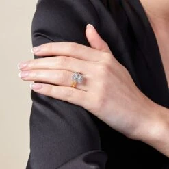 Chisholm Hunter 18ct Yellow Gold Emerald Cut 0.50ct Diamond Double Halo Ring -Chisholm Hunter 1 001 04 0058 om 3