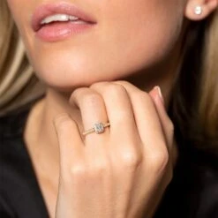 Chisholm Hunter 18ct Yellow Gold Emerald Cut 0.60ct Diamond Halo Solitaire Ring -Chisholm Hunter 1 001 04 0062 1