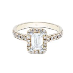 Chisholm Hunter 18ct Yellow Gold Emerald Cut 1.05ct Diamond Halo Solitaire Ring -Chisholm Hunter 1 001 04 0064b 1