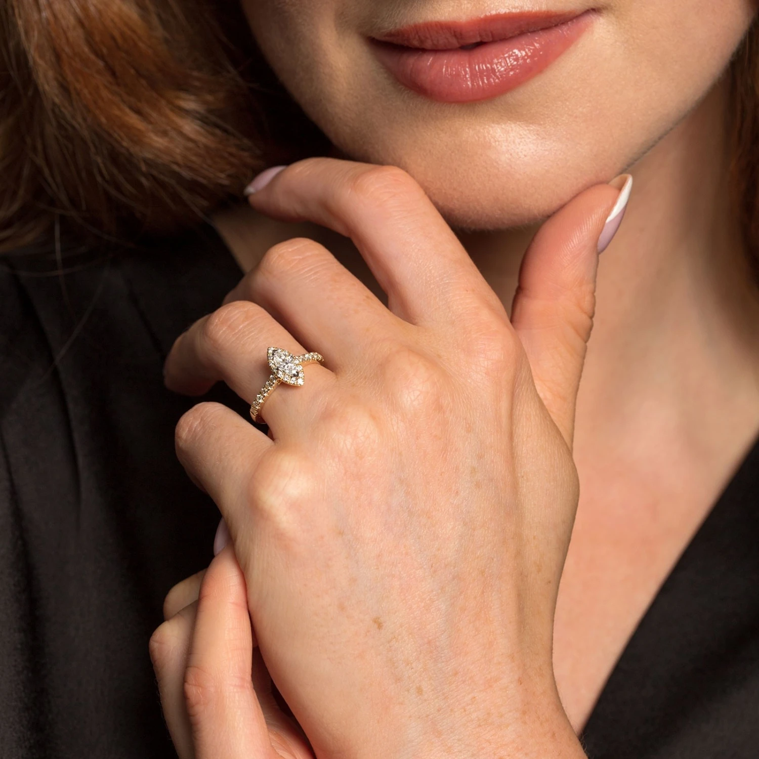 Chisholm Hunter 18ct Yellow Gold Marquise Cut 0.70ct Diamond Halo Solitaire Ring 4 Chisholm Hunter 18ct Yellow Gold Marquise Cut 0.70ct Diamond Halo Solitaire Ring - Image 2