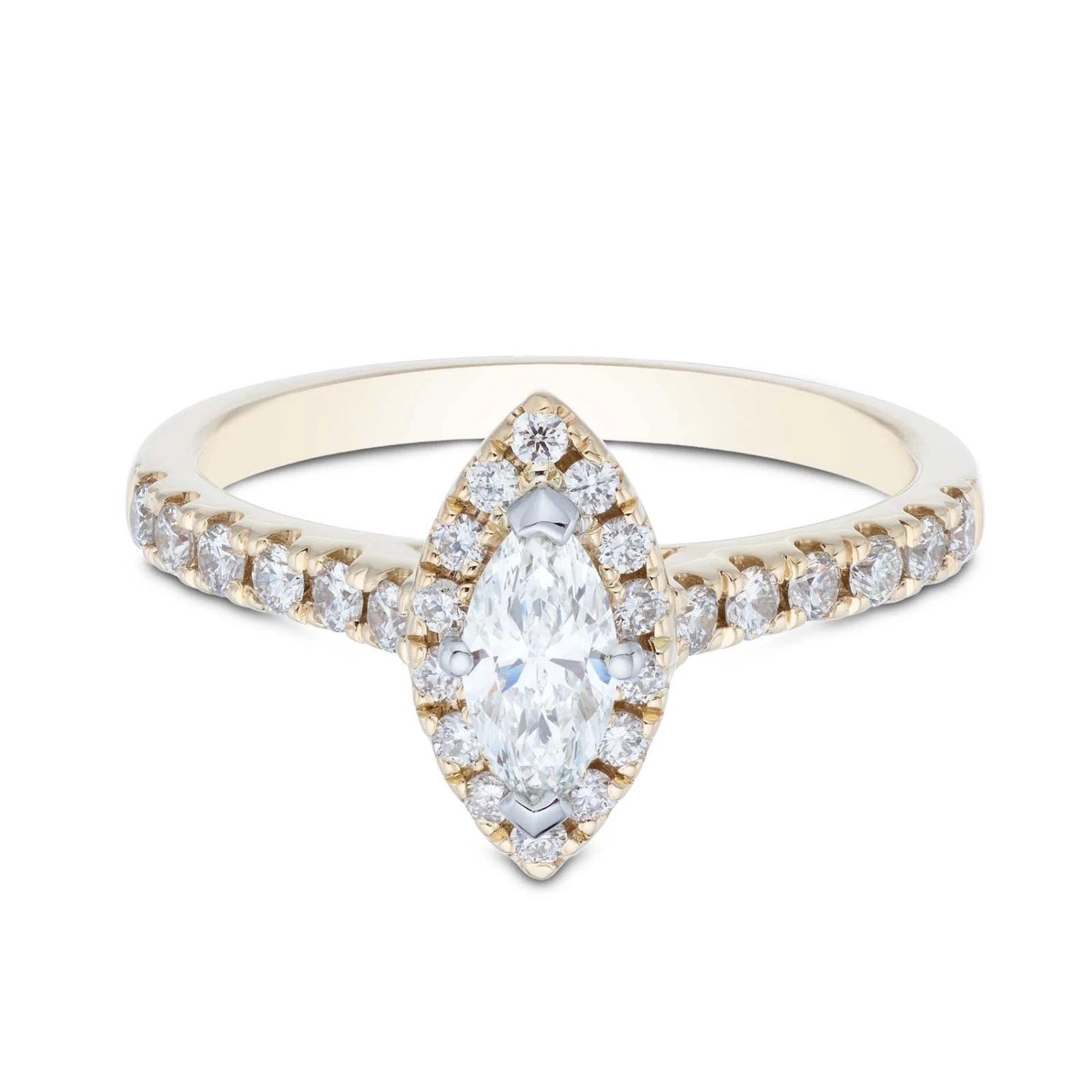 Chisholm Hunter 18ct Yellow Gold Marquise Cut 0.70ct Diamond Halo Solitaire Ring 5 Chisholm Hunter 18ct Yellow Gold Marquise Cut 0.70ct Diamond Halo Solitaire Ring - Image 3