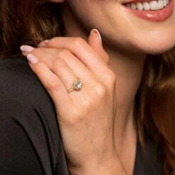 Chisholm Hunter 18ct Yellow Gold Oval Cut 1.05ct Diamond Halo Solitaire Ring -Chisholm Hunter 1 001 06 0032 c