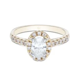 Chisholm Hunter 18ct Yellow Gold Oval Cut 1.05ct Diamond Halo Solitaire Ring -Chisholm Hunter 1 001 06 0032b