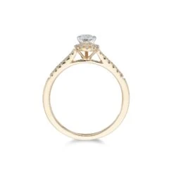 Chisholm Hunter 18ct Yellow Gold Pear Cut 0.45ct Diamond Halo Solitaire Ring -Chisholm Hunter 1 001 08 0027 yellow gold diamond ring 1