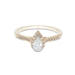 Chisholm Hunter 18ct Yellow Gold Pear Cut 0.45ct Diamond Halo Solitaire Ring -Chisholm Hunter 1 001 08 0027 yellow gold diamond ring 2