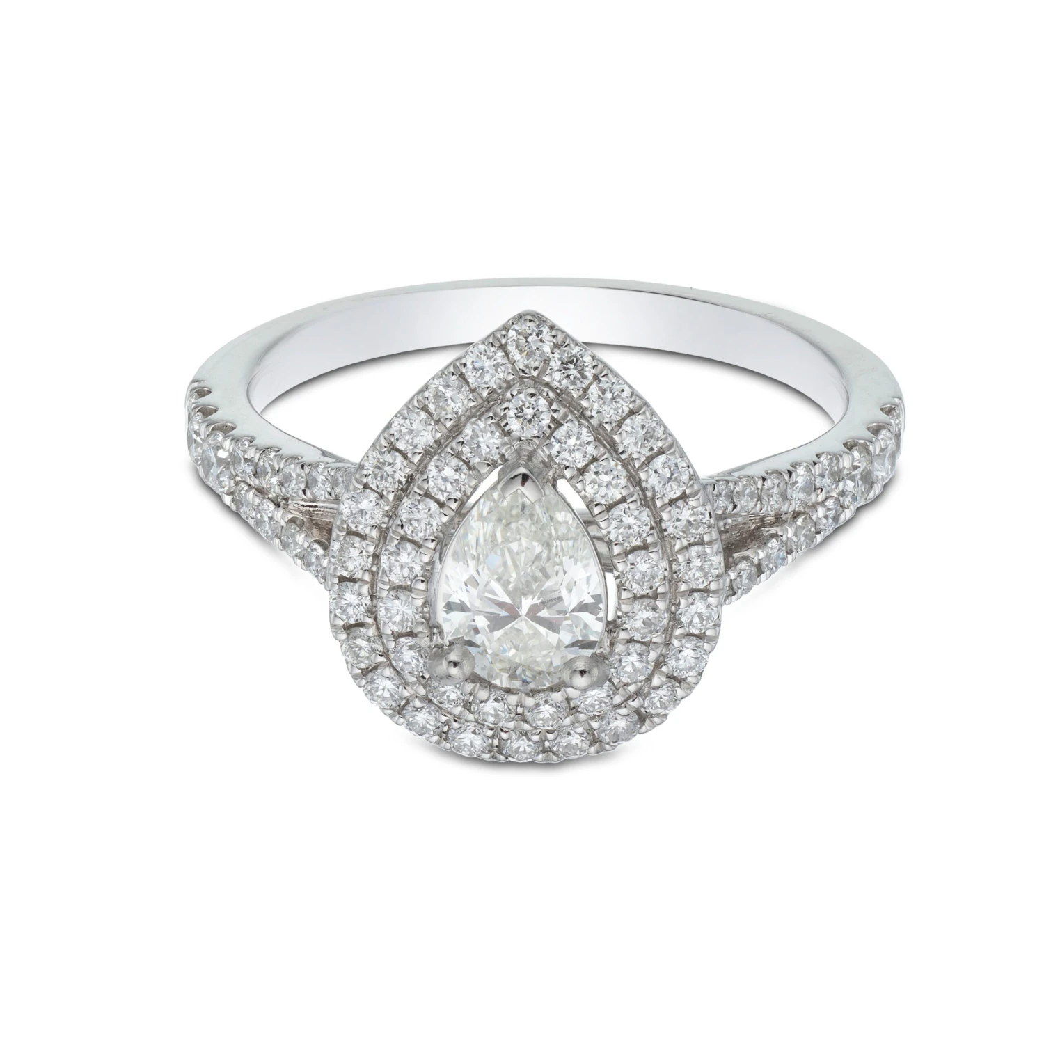Chisholm Hunter Platinum Pear Cut Diamond 1.06ct Halo Solitaire Ring 5 Chisholm Hunter Platinum Pear Cut Diamond 1.06ct Halo Solitaire Ring - Image 3