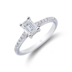 Chisholm Hunter Platinum Emerald Cut 0.90ct Diamond Solitaire Ring