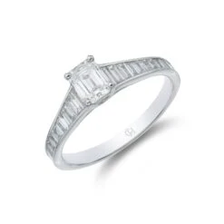 Chisholm Hunter Platinum Emerald Cut 0.33ct Diamond Solitaire Ring