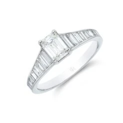 Chisholm Hunter Platinum Emerald Cut 0.75ct Diamond Solitaire Ring