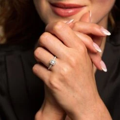 Chisholm Hunter Platinum Emerald Cut 0.60ct Diamond Halo Solitaire Ring 14 Chisholm Hunter Platinum Emerald Cut 0.60ct Diamond Halo Solitaire Ring -Chisholm Hunter 1 001 21 0027 c