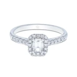 Chisholm Hunter Platinum Emerald Cut 0.60ct Diamond Halo Solitaire Ring 12 Chisholm Hunter Platinum Emerald Cut 0.60ct Diamond Halo Solitaire Ring -Chisholm Hunter 1 001 21 0027b