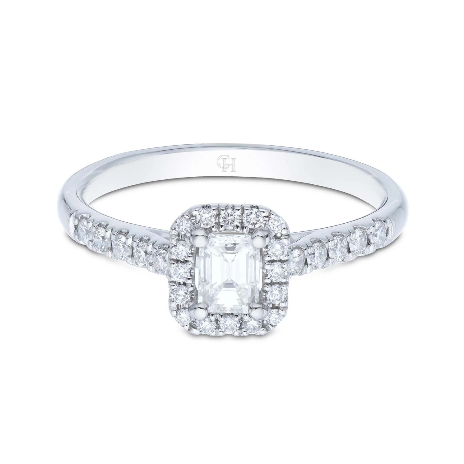 Chisholm Hunter Platinum Emerald Cut 0.60ct Diamond Halo Solitaire Ring 5 Chisholm Hunter Platinum Emerald Cut 0.60ct Diamond Halo Solitaire Ring - Image 3