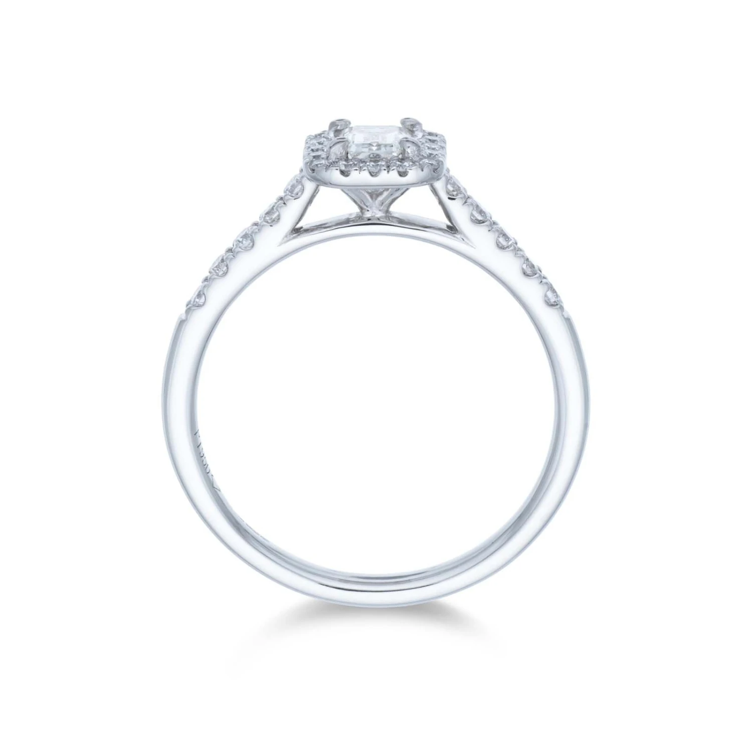 Chisholm Hunter Platinum Emerald Cut 0.60ct Diamond Halo Solitaire Ring 6 Chisholm Hunter Platinum Emerald Cut 0.60ct Diamond Halo Solitaire Ring - Image 4