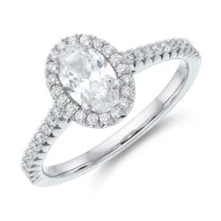 Chisholm Hunter Platinum Oval Cut 1.15ct Diamond Halo Solitaire