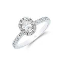 Chisholm Hunter Platinum Oval Cut 0.33ct Diamond Halo Solitaire Ring