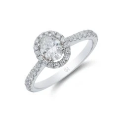 Chisholm Hunter Platinum Oval Cut 0.50ct Diamond Halo Ring