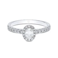 Chisholm Hunter Platinum Oval Cut 0.60ct Diamond Halo Solitaire Ring -Chisholm Hunter 1 001 22 0018 white gold halo ring 2