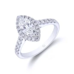 Chisholm Hunter Platinum Marquise Cut 1.15ct Diamond Halo Ring