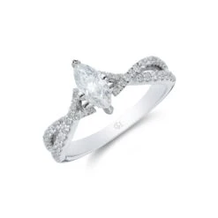 Chisholm Hunter Platinum Marquise Cut 0.50ct Diamond Twist Solitaire Ring