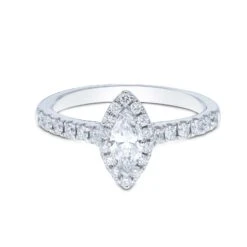 Chisholm Hunter Platinum Marquise Cut 0.60ct Diamond Halo Solitaire Ring -Chisholm Hunter 1 001 23 0018b