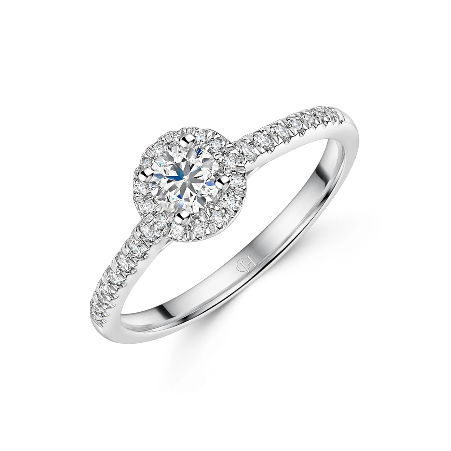 Chisholm Hunter 9ct White Gold Round Brilliant 0.50ct Diamond Halo Solitaire Ring 3 Chisholm Hunter 9ct White Gold Round Brilliant 0.50ct Diamond Halo Solitaire Ring