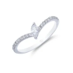 Chisholm Hunter 9ct White Gold 0.26ct Marquise Cut Diamond Solitaire Ring