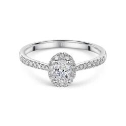 Chisholm Hunter 9ct White Gold Oval Cut 0.50ct Diamond Halo Solitaire Ring -Chisholm Hunter 1 001 32 0032 d 1