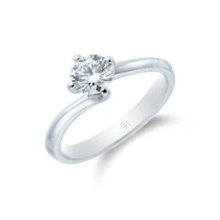 Chisholm Hunter Platinum Brilliant Cut 0.75ct Diamond Twist Solitaire Ring