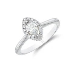 Chisholm Hunter Platinum Marquise Cut 0.33ct Diamond Halo Solitaire Ring
