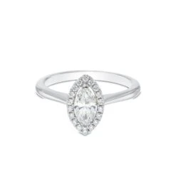 Chisholm Hunter Platinum Marquise Cut 0.50ct Diamond Halo Solitaire Ring -Chisholm Hunter 1 001 53 0032b