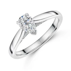 Chisholm Hunter Platinum Pear Cut 0.60ct Diamond Hidden Setting Solitaire Ring