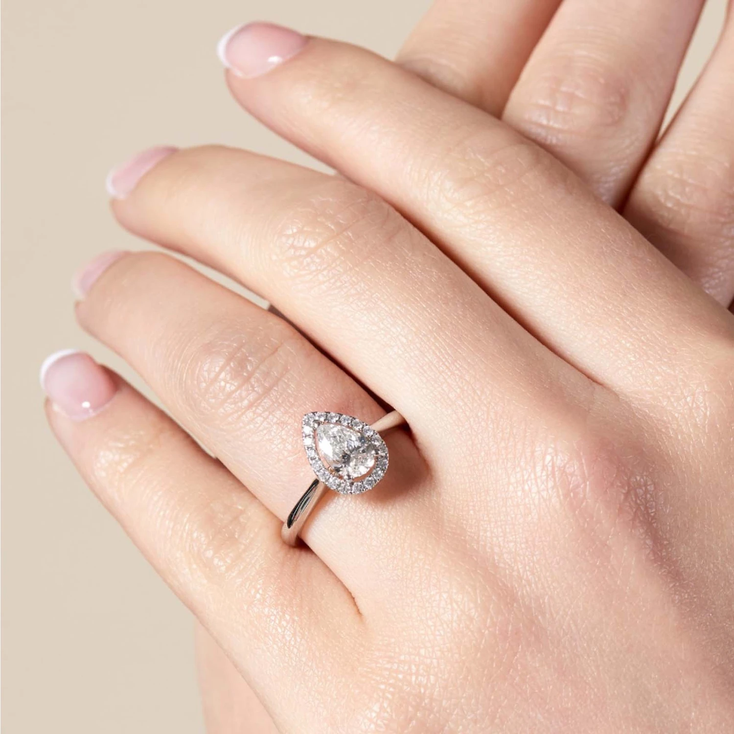 Chisholm Hunter Platinum Pear Cut 0.75ct Diamond Halo Solitaire Ring 4 Chisholm Hunter Platinum Pear Cut 0.75ct Diamond Halo Solitaire Ring - Image 2