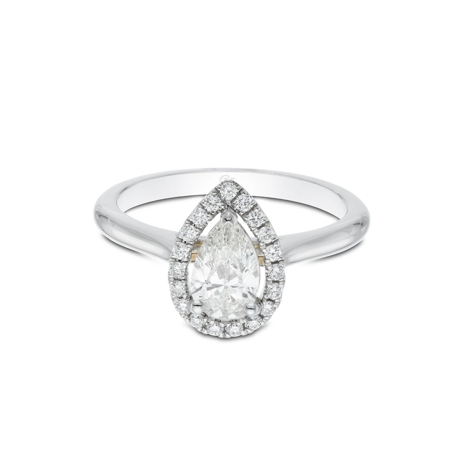 Chisholm Hunter Platinum Pear Cut 0.75ct Diamond Halo Solitaire Ring 5 Chisholm Hunter Platinum Pear Cut 0.75ct Diamond Halo Solitaire Ring - Image 3