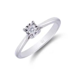 Chisholm Hunter 9ct White Gold Brilliant Cut 0.10ct Diamond Solitaire Ring