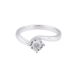 Chisholm Hunter 9ct White Gold Brilliant Cut 0.15ct Diamond Twist Solitaire Ring -Chisholm Hunter 1 001 78 0067