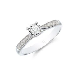 Chisholm Hunter 9ct White Gold Brilliant Cut 0.20ct Diamond Solitaire Ring