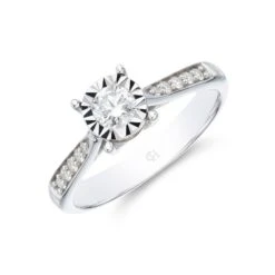 Chisholm Hunter 9ct White Gold Brilliant Cut 0.35ct Diamond Solitaire Ring