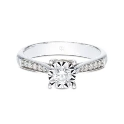 Chisholm Hunter 9ct White Gold Brilliant Cut 0.35ct Diamond Solitaire Ring -Chisholm Hunter 1 001 78 0069b