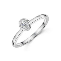 Chisholm Hunter 9ct White Gold Oval Cut 0.25ct Diamond Solitaire Ring