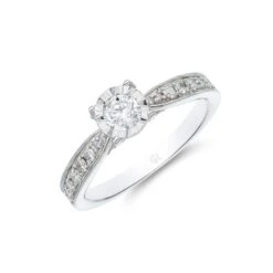 Chisholm Hunter 9ct White Gold Round Brilliant Illusion Set Diamond 0.60ct Solitaire Ring