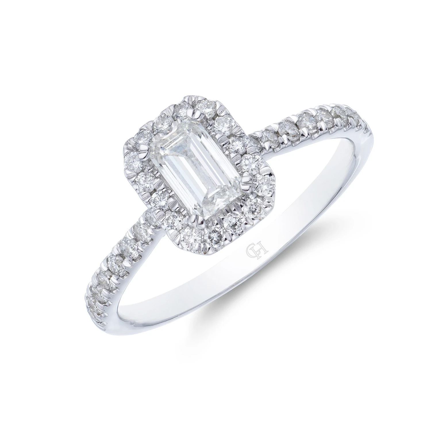 Chisholm Hunter 9ct White Gold 0.66ct Emerald Cut Diamond Solitaire Ring 3 Chisholm Hunter 9ct White Gold 0.66ct Emerald Cut Diamond Solitaire Ring