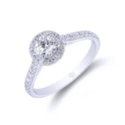 Chisholm Hunter Platinum Brilliant Cut 1.00ct Diamond Halo Ring