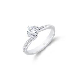 Chisholm Hunter Platinum Brilliant Cut 0.85ct Diamond Twist Solitaire Ring