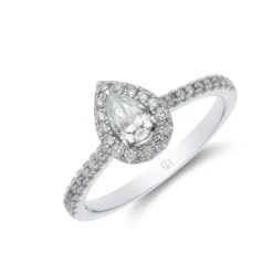 Chisholm Hunter 18ct White Gold Pear Cut 0.50ct Diamond Halo Ring